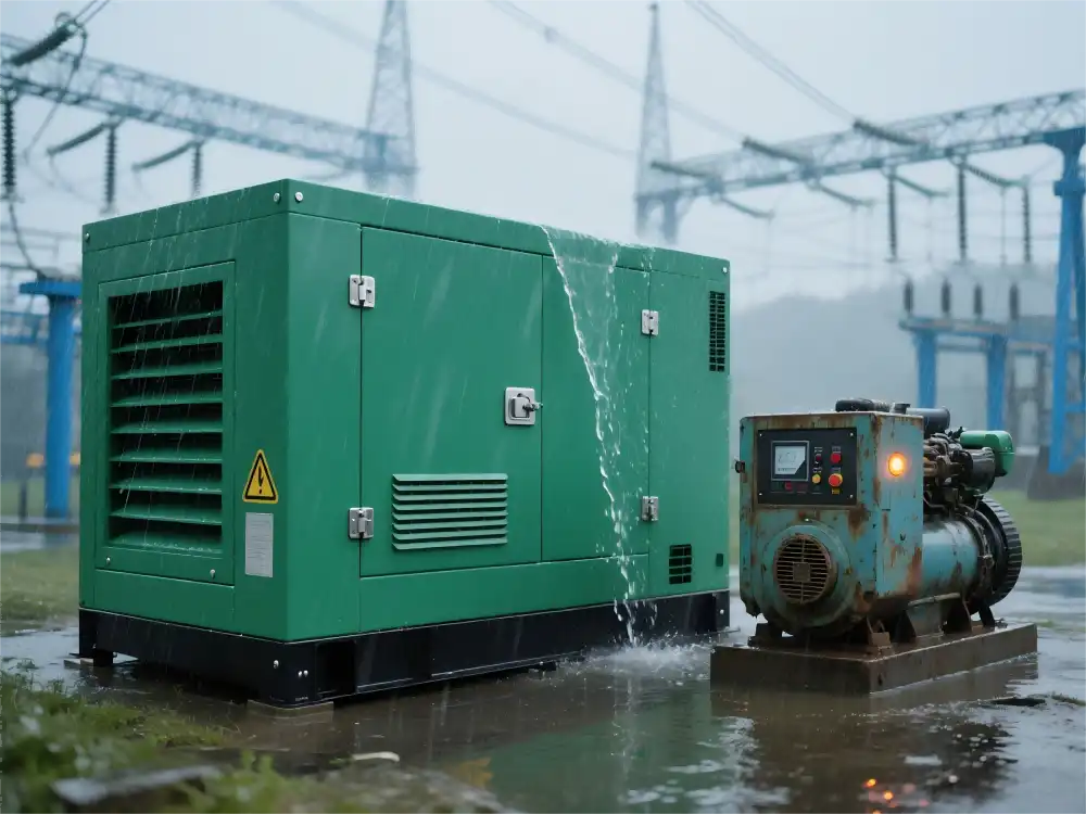 Why are weatherproof enclosures essential for diesel generator life?